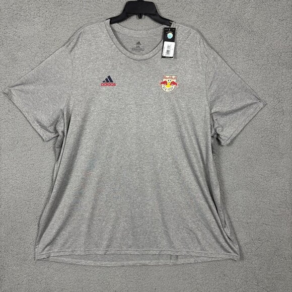 Adidas Mens Red Bulls New York Bulls MLS Short Sleeve Shirt Gray 3XL NWT's - Picture 2 of 8